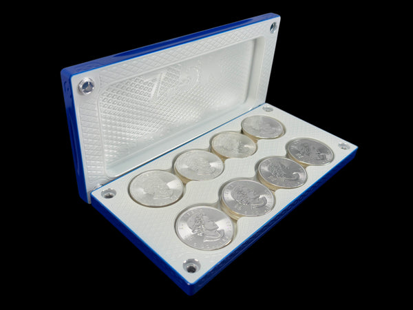 $7.5k, 24 1oz Silver Coins SATIN ROYAL BLUE/LUSTER WHITE Survival Brick (PRICE AS SHOWN $1,998.99)*