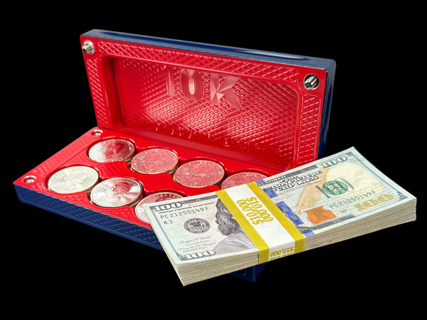 $10k, 40 1oz Silver Coins SATIN ROYAL BLUE/REDRUM Survival Brick (PRICE AS SHOWN $1,999.99)*