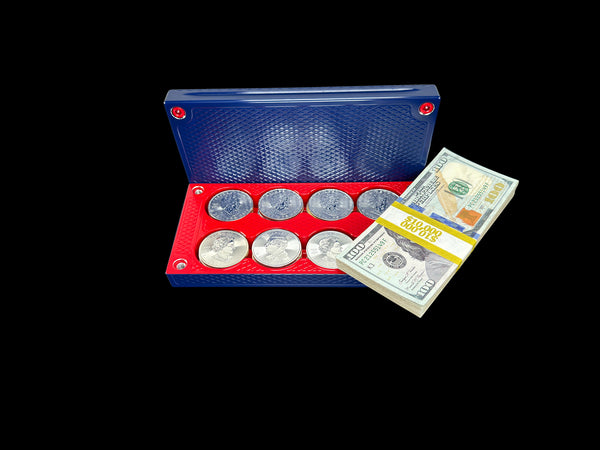 $10k, 40 1oz Silver Coins SATIN ROYAL BLUE/REDRUM Survival Brick (PRICE AS SHOWN $1,999.99)*