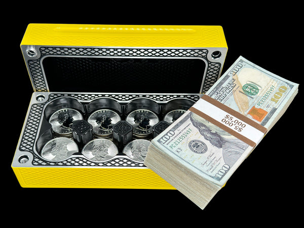 $25k, 80oz Silver Coin SATIN YELLOW/AK BLACK Survival Brick (PRICE AS SHOWN $3,098.99)*