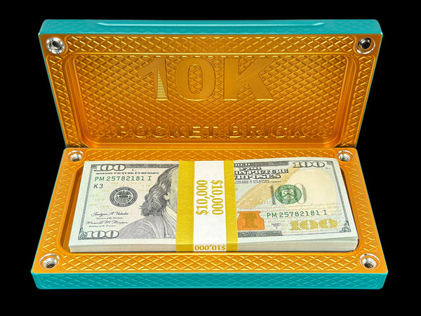 HEAVY POCKET Brick - TURQUOISE/BRASS - $10,000 Capacity (PRICE AS SHOWN $1,699.99)*