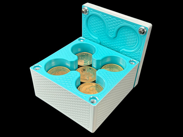 3.25x4 75 1oz Gold Coins WHITE/TIFFANY BLUE Gold Stacker Survival Brick (PRICE AS SHOWN $1,999.99)*