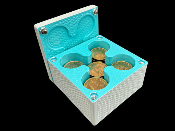 3.25x4 75 1oz Gold Coins WHITE/TIFFANY BLUE Gold Stacker Survival Brick (PRICE AS SHOWN $1,999.99)*