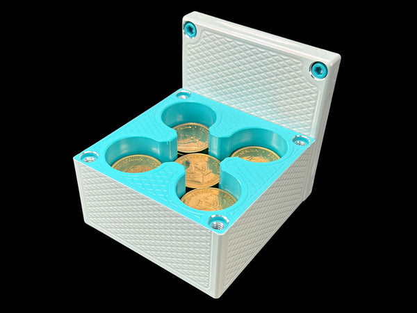 3.25x4 75 1oz Gold Coins WHITE/TIFFANY BLUE Gold Stacker Survival Brick (PRICE AS SHOWN $1,999.99)*