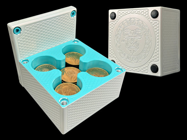 3.25x4 75 1oz Gold Coins WHITE/TIFFANY BLUE Gold Stacker Survival Brick (PRICE AS SHOWN $1,999.99)*